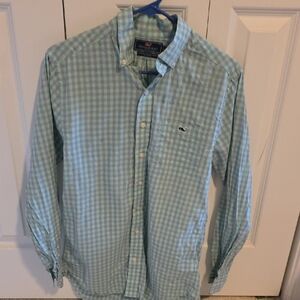 Vineyard Vines Men's Light Blue Checkered Shirt